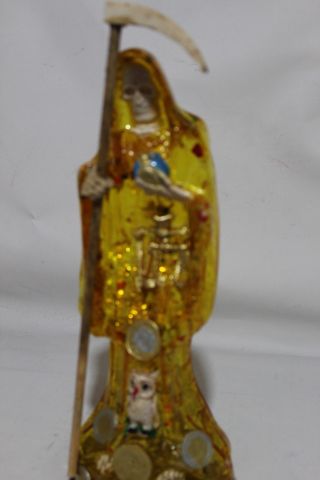506 Statue Transparente Santa Muerte Yellow 12 " Soluciona Pequeños Problemas