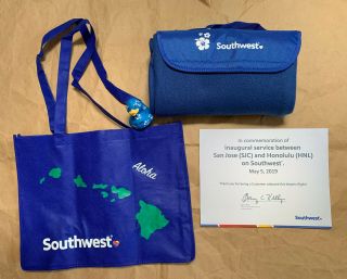 Southwest Airlines Hawaii Goodie Bag,  Inaugural San Jose To Honolulu Flight,