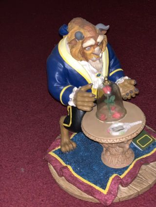 Rare Disney Beauty And The Beast 8 " Figure Resin Statue " Beast With Rose "