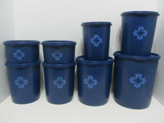 Vintage Tupperware Servalier Canister Set Blue Set Of 7