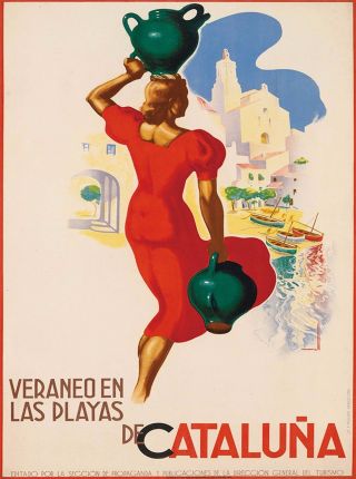 Cataluna Catalonia Spain Vintage Spanish Travel Advertisement Art Poster Print