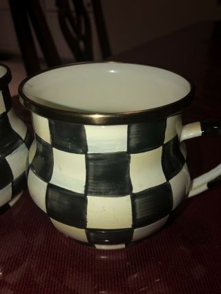 2 MACKENZIE - CHILDS COURTLY CHECK ENAMELWARE CUPS MUGS 3