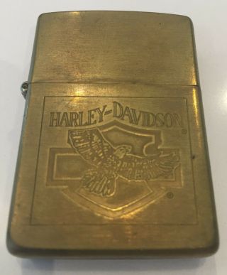 Collectable Zippo Lighter : Harley - Davidson : Brass,  Dated To 1991.
