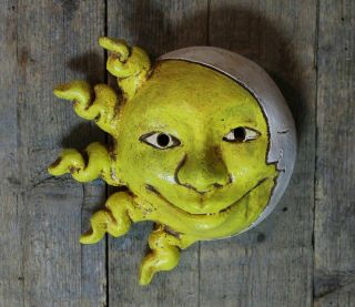 ON HOLD FOR QUEENIE 1942 - 3 Smiling Sun Faces by Rafael Pineda Mexican Folk Art 3