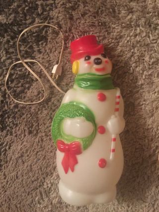 Vintage Christmas Lighted Blow Mold Snow Man Empire 14 Inches Holiday Decoration