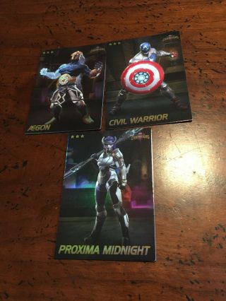 Marvel Arcade Contest Of Champions Rare Foil Aegon,  2 More Cards Dave Bust