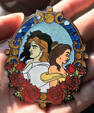 Fantasy Pin - Disney Beauty And The Beast - Belle,  Adam,  Mirror,  Mosaic