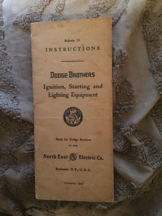 Nov 1919 Dodge Brothers Parts Price List Ignition Starting & Lighting Systems Vg