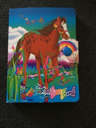 Vintage Lisa Frank Small Horse Rainbows Butterflies Note Pad Snap Closure 4 X 3”