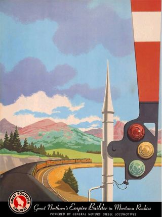Northern Empire Train Montana Rockies United States Travel Poster Advertisement