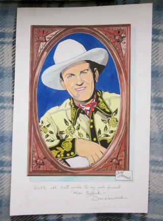 Orig.  Don Sherwood Painting Illustration Cowboy Gene Autry Portrait 12 " X18.  5 "