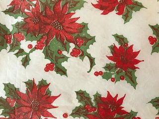 Poinsettia Clusters,  Vintage Christmas Wrapping Paper 20 " X 21.  5 " Very Good