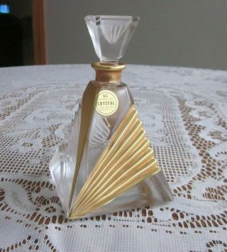 Vintage Sc Italian Art Deco 24 Lead Crystal Perfume Gold And Clear