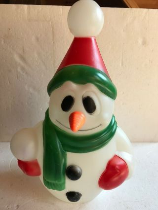 Vintage General Foam Plastics 23 " Light Up Blowmold Snowman Christmas Decoration
