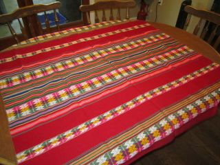 Vintage Mexican Colorful Striped Woven Serape Blanket 48 " X 48 "