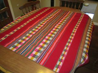 Vintage Mexican Colorful Striped Woven Serape Blanket 48 