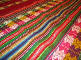 Vintage Mexican Colorful Striped Woven Serape Blanket 48 
