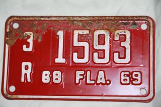 1968 / 1969 Florida License Plate Motorcycle