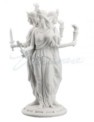 Greek Goddess Of Magic Hecate Statue Marble White Finish Figure
