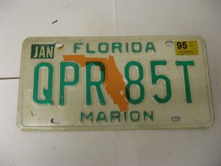 1995 95 Florida Fl License Plate Marion County Qpr 85t Natural Sticker