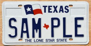 1990 Texas Sample License Plate Sam Ple