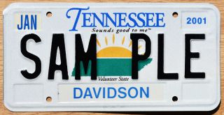 2001 Tennessee Sample License Plate Sam Ple