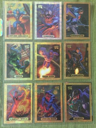 1994 Marvel Masterpieces Limited Edition Holofoil " Gold " Set (9 Of 10 Cards)