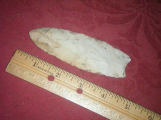 4 3/4 In.  Authentic Arrowhead,  Paleo Clovis ? Agate Basin Spear Point From Mo.