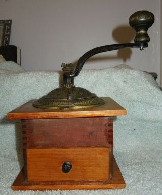 Antique Arcade Manufacturing Company Imperial Coffee Grinder Wood & Cast Iron