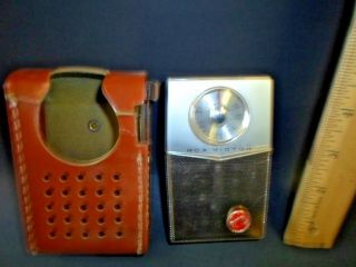 Vtg Rca Victor Transistor Radio With Leather Case T - Tp - 2j
