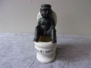 Antique Black Americana Figurine CHILD ON TOILET Peeing You - R - Next Ceramic Japan 2