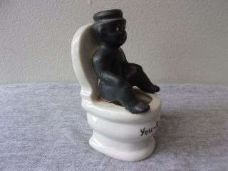 Antique Black Americana Figurine CHILD ON TOILET Peeing You - R - Next Ceramic Japan 3