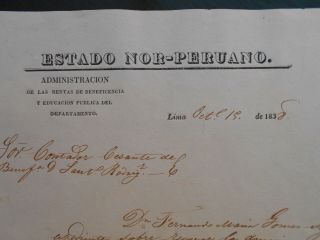 PERU Estado Nor - Peruano official document manuscript 