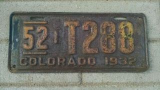 1932 Colorado License Plate Tag Vintage Car Truck Auto