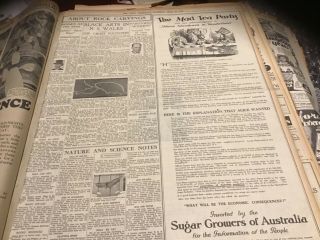 Old July 30 1932 Newspaper Page Alice In Wonderland Sugar Ad Aboriginal Rock Art