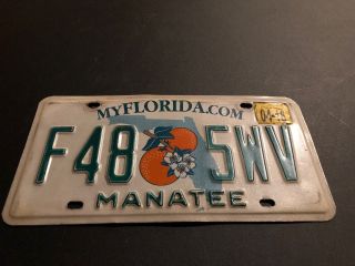 Florida 2016 License Plate Natural Orange Manatee