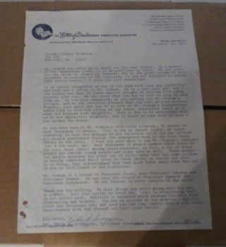 Billy Graham Evangelistic Association Letter,  Signed By Spiritual Counselor Rare