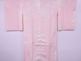 87341 Japanese Kimono / Vintage Juban / Woven Floral Plants & Sayagata