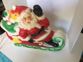 Vintage 13x11x5 Santa In Sleigh Lighted Blow Mold