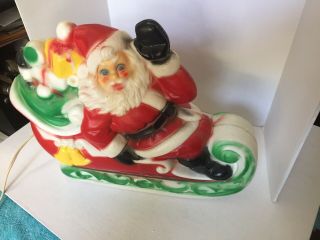 Vintage 13x11x5 Santa In Sleigh Lighted Blow Mold 2
