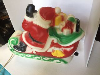 Vintage 13x11x5 Santa In Sleigh Lighted Blow Mold 4