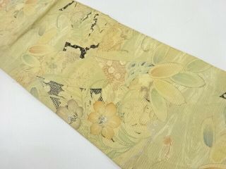87339 Japanese Kimono / Antique Maru Obi For Summer / Lily