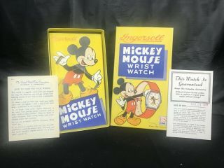 1948 Mickey Mouse Ingersoll Wrist Watch Box Box Only W/paperwork