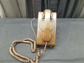 Vintage Brown Itt Wall Mount Rotary Dial Telehone Ph - 5