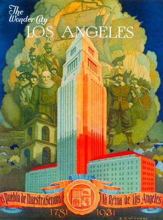 1931 Wonder City Los Angeles California Vintage Travel Advertisement Art Poster