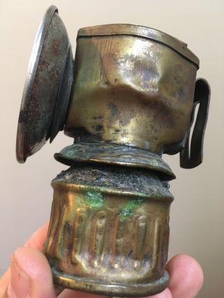 Vintage Early Brass Justrite Miners Carbide Lamp Pat.  Pending U.  S.  A.
