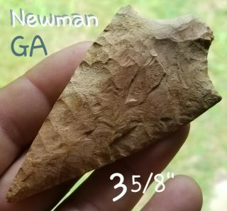 Authentic Coral Newman Arrowhead Spear Point Native Indian Artifact Georgia 3.  7 "