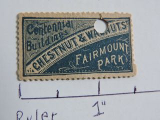 Rare 1876 Centennial Exhibition Philadelphia Chestnut St Railway Trolley Ticket