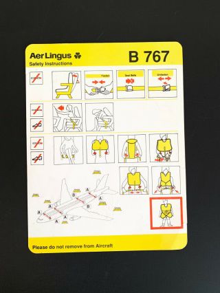 Safety Card Aer Lingus B 767