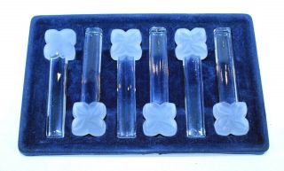 Vintage Set Of 6 French Crystal Glass & Frosted Knife Rest Set 3.  5 "
